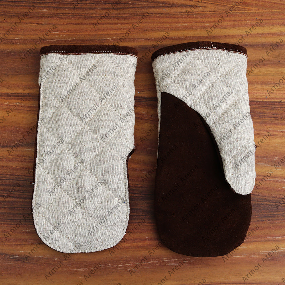Natural Linen Padded Gauntlets