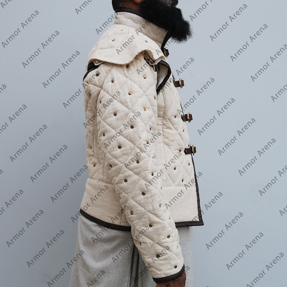 Medieval Viking Padded Gambeson With Leather Trim Ver.3