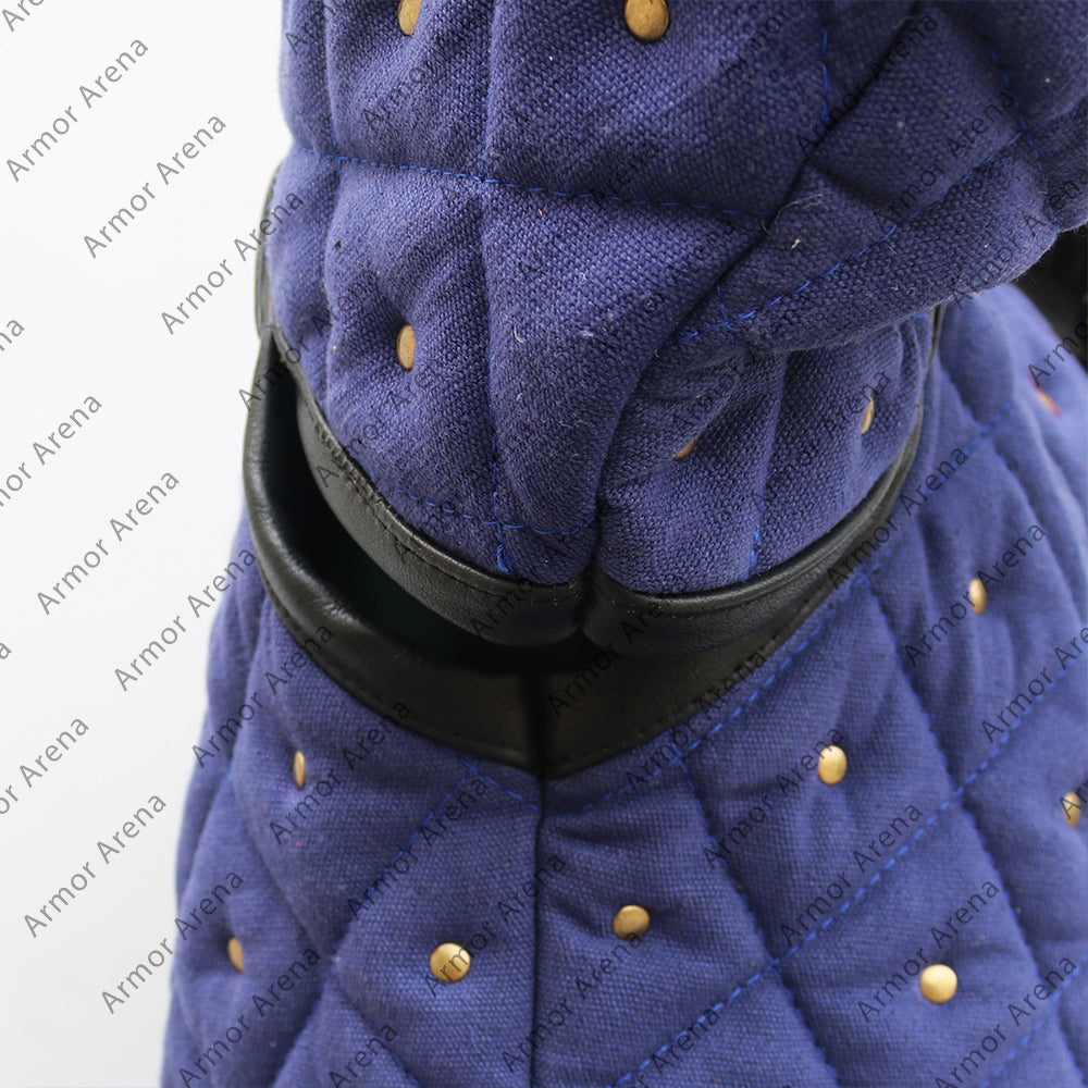 Medieval Viking Padded Gambeson With Leather Trim
