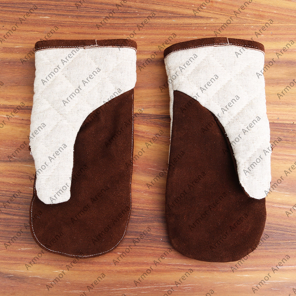 Natural Linen Padded Gauntlets