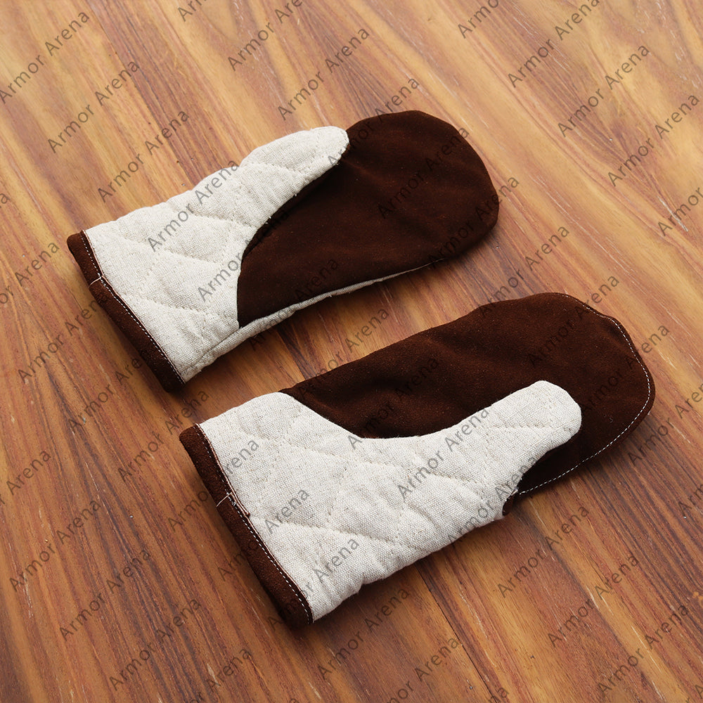 Natural Linen Padded Gauntlets