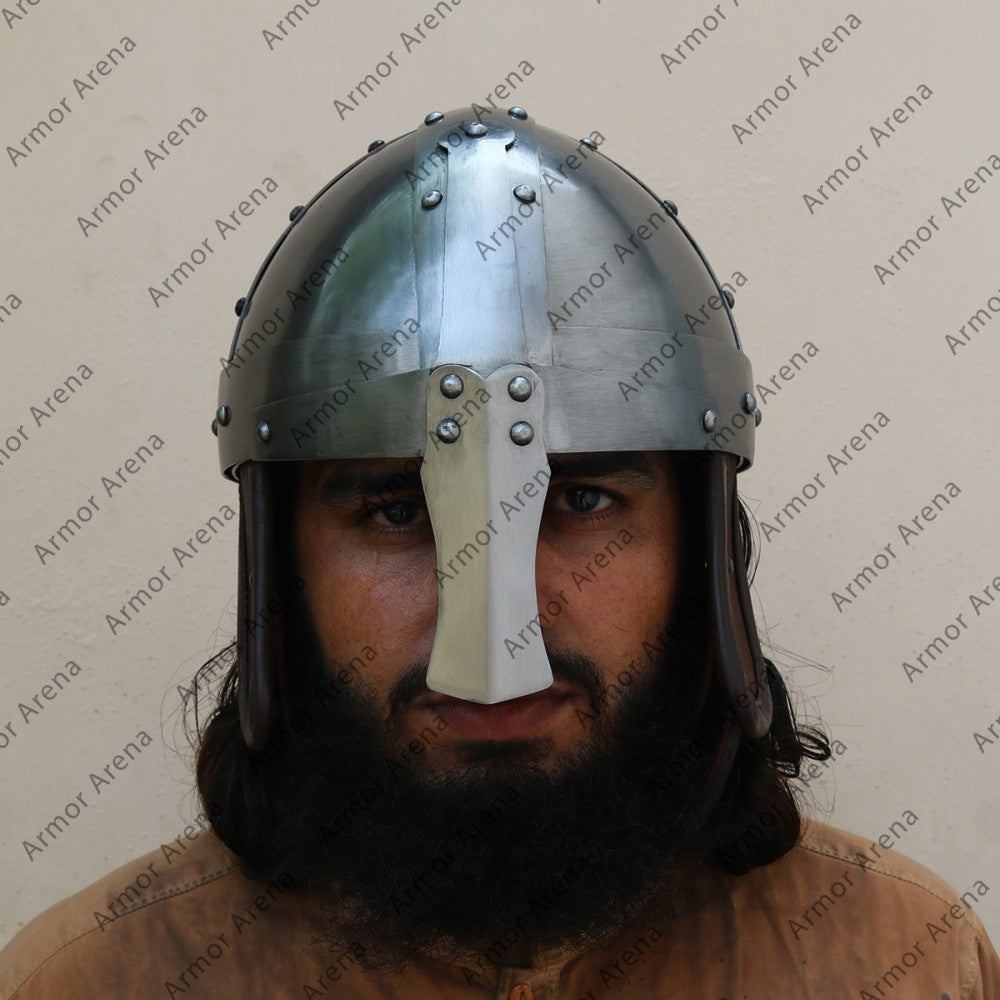 Viking Nasal Helmet with Leather Ear Guards