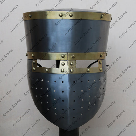 Cylindrical Flat Top Helmet with brass Edges