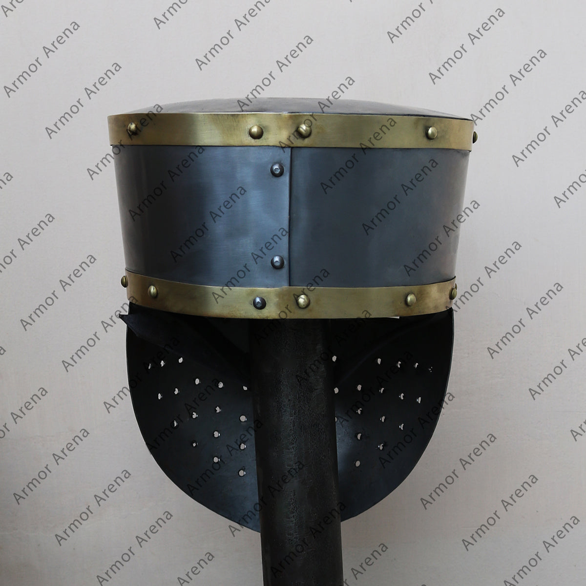 Cylindrical Flat Top Helmet with brass Edges