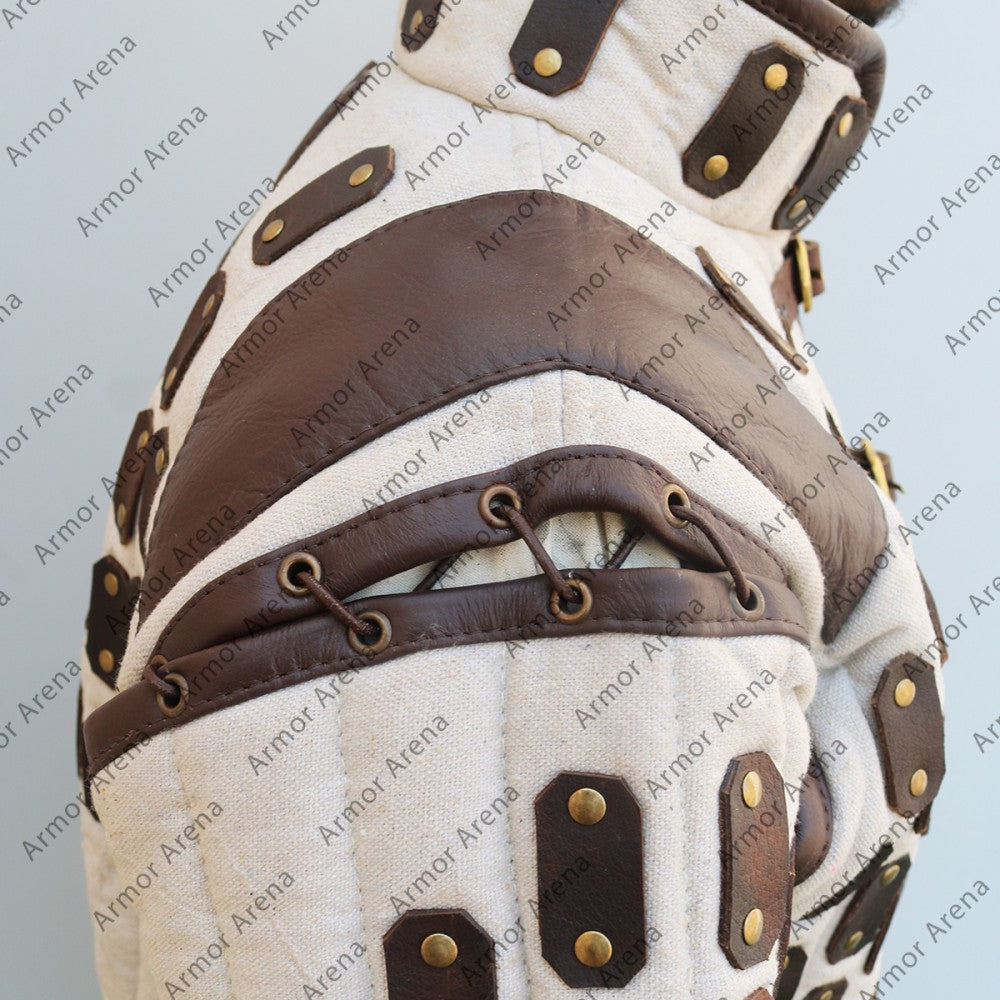 Medieval Viking Padded Gambeson With Leather Trim Ver.2