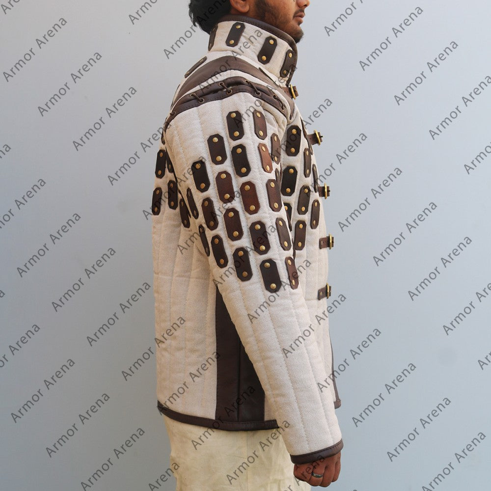 Medieval Viking Padded Gambeson With Leather Trim Ver.2