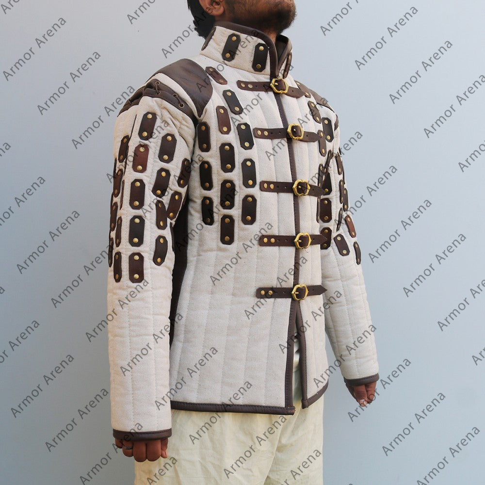 Medieval Viking Padded Gambeson With Leather Trim Ver.2