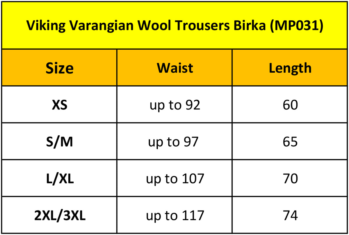 Viking  Varangian Wool Trousers Birka