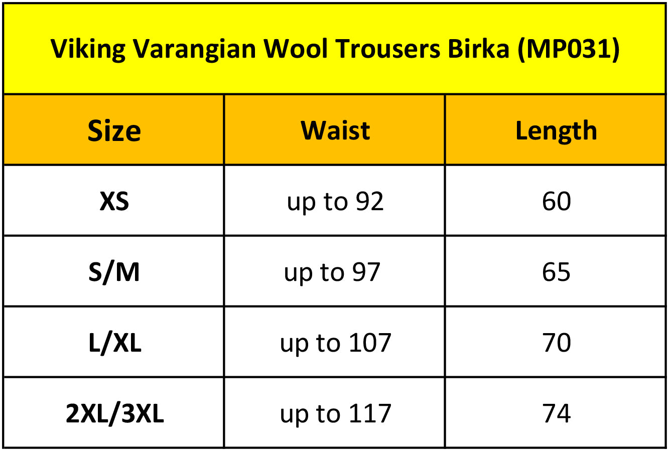 Viking  Varangian Wool Trousers Birka