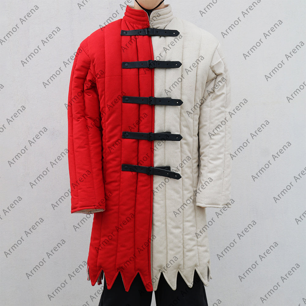 Medieval Gambeson in Two Colors with Long Sleeves and Pointed Bottom