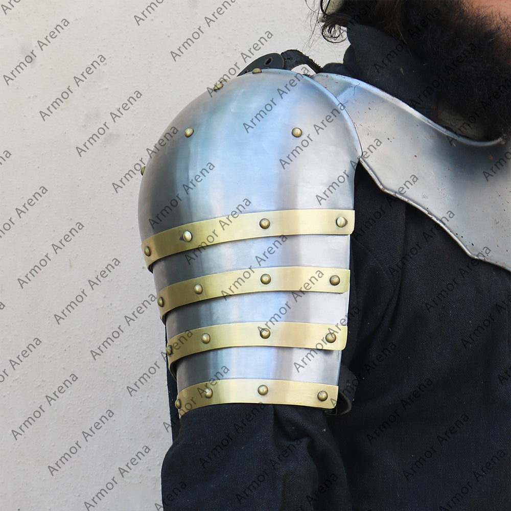 Knight Plate Shoulder 14th Century with Brass Edge