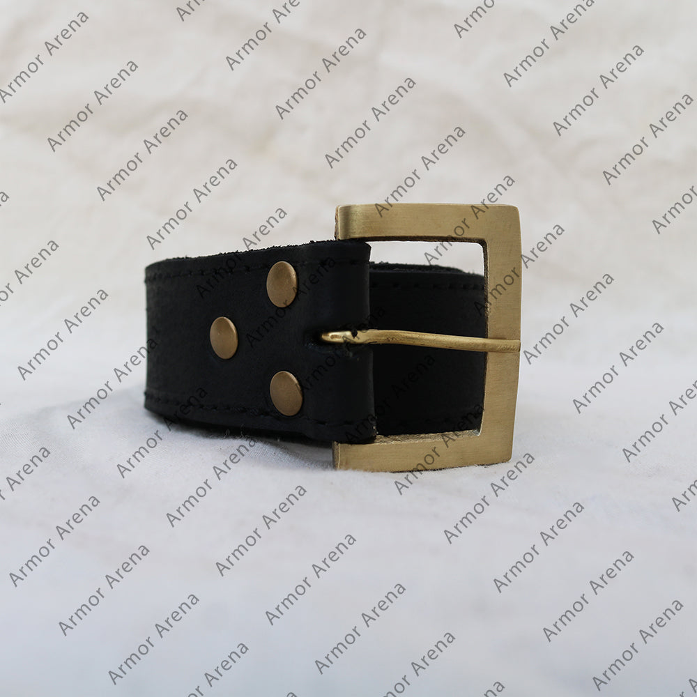 Leather Belt with Brass Buckle