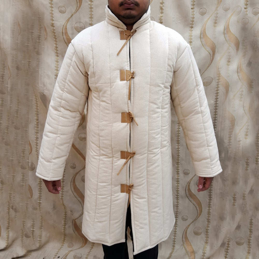 Long Sleeves Gambeson with Leather Front Closing