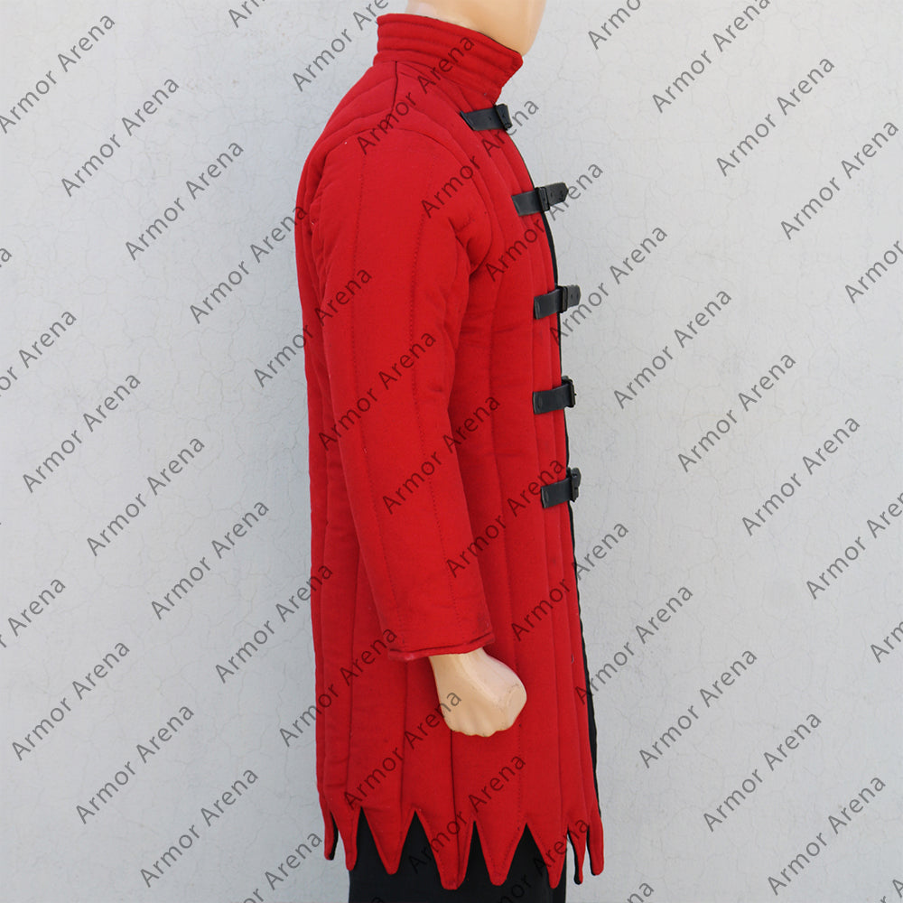 Medieval Gambeson in Two Colors with Long Sleeves and Pointed Bottom