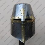 Great Helmet, 14th C With Brass Edge